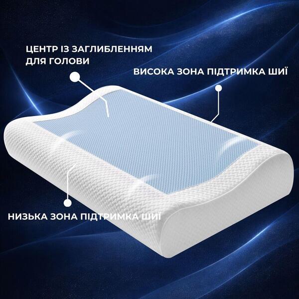 Подушка ортопедична CoolGel 60 x 40 x 11/9 см з охолоджуючим гелем та ефектом пам’яті, ТМ IDEIA - зображення 27