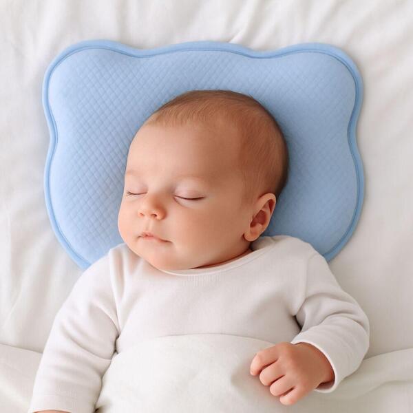 Подушка ортопедична дитяча BabyComfort 27 x 22 x 3 см, з ефектом пам’яті, блакитна у формі ведмедика, ТМ PAPAELLA - зображення 20