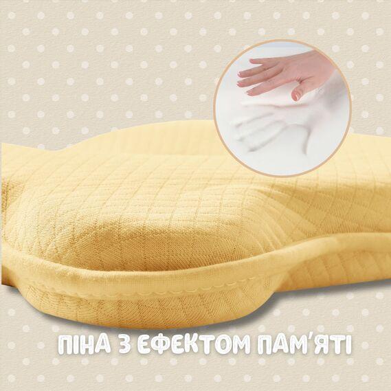 Подушка ортопедична дитяча BabyComfort 27 x 22 x 3 см, з ефектом пам’яті, жовта у формі ведмедика, ТМ PAPAELLA - зображення 5