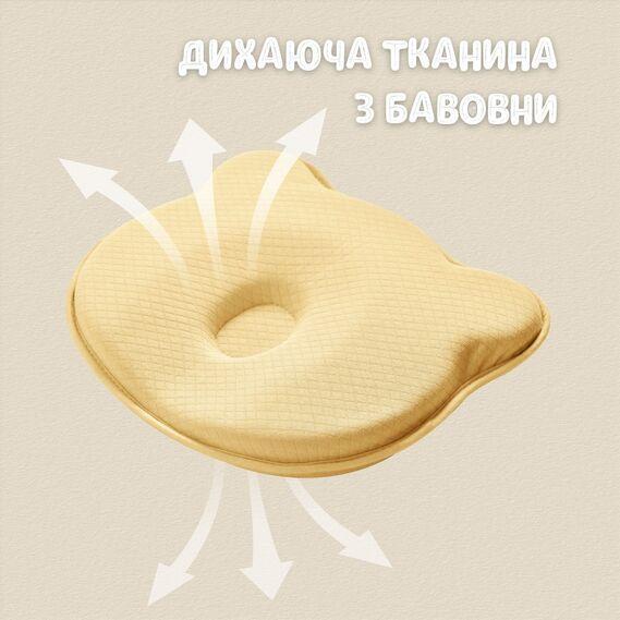 Подушка ортопедична дитяча BabyComfort 27 x 22 x 3 см, з ефектом пам’яті, жовта у формі ведмедика, ТМ PAPAELLA - зображення 7