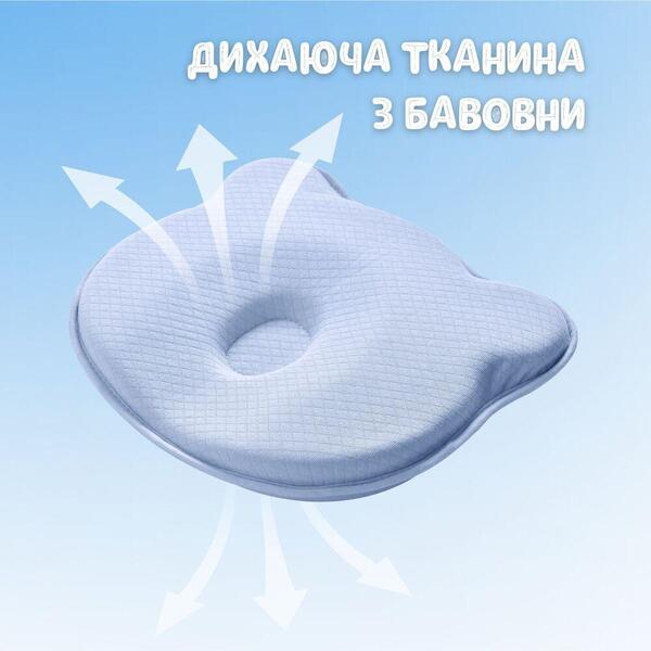 Подушка ортопедична дитяча BabyComfort 27 x 22 x 3 см, з ефектом пам’яті, блакитна у формі ведмедика, ТМ PAPAELLA - зображення 14