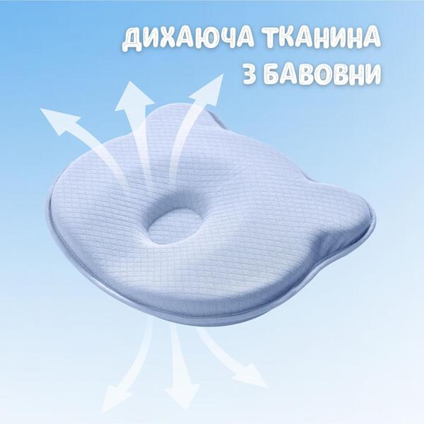 Подушка ортопедична дитяча BabyComfort 27 x 22 x 3 см, з ефектом пам’яті, блакитна у формі ведмедика, ТМ PAPAELLA - зображення 8