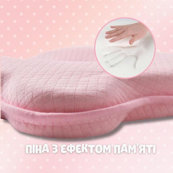 Подушка ортопедична дитяча BabyComfort 27 x 22 x 3 см, з ефектом памяті, рожева у формі ведмедика, ТМ PAPAELLA - зображення 4