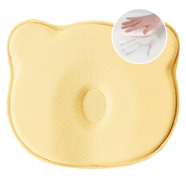 Подушка ортопедична дитяча BabyComfort 27 x 22 x 3 см, з ефектом пам’яті, жовта у формі ведмедика, ТМ PAPAELLA - зображення 2