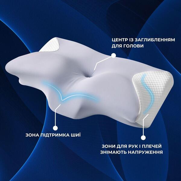 Подушка ортопедична ErgoSleep 61 x 34 x 12 см IDEIA анатомічна з ефектом памяті на боці, спині та животі, з наволочкою - зображення 3