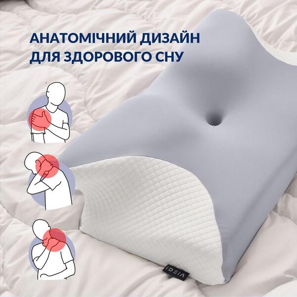 Подушка ортопедична ErgoSleep 61 x 34 x 12 см IDEIA анатомічна з ефектом памяті на боці, спині та животі, з наволочкою - зображення 6