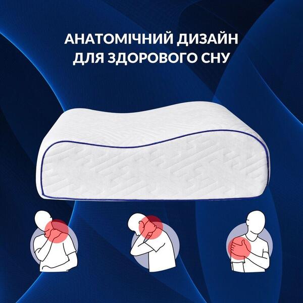Подушка ортопедична NeckWave 60 x 40 x 11/9 см, анатомічна з ефектом пам’яті, ТМ IDEIA - зображення 18
