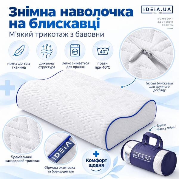 Подушка ортопедична NeckWave 60 x 40 x 11/9 см, анатомічна з ефектом пам’яті, ТМ IDEIA - зображення 17