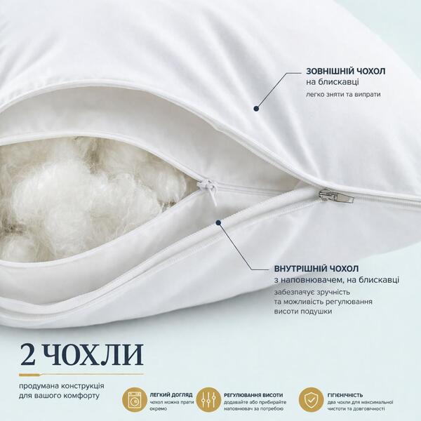 Подушка готельної серії PREMIUM SOFT аналог лебединого пуху TM IDEIA 70 x 70 см - зображення 10