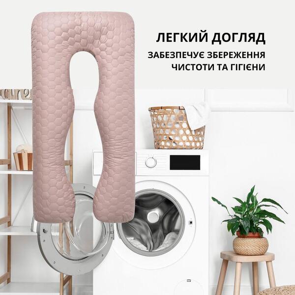 Подушка П-образная для сна и отдыха стеганная 140 x 75 x 20 см, U-shape, с наволочкой на молнии, антиалергенная - изображение 3