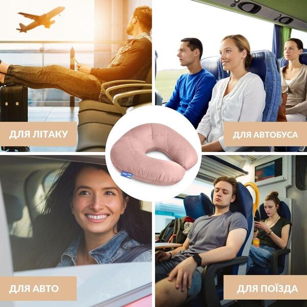 Подушка рогалик для путешествий ТМ IDEIA Travel 32 x 32 см беж - изображение 6
