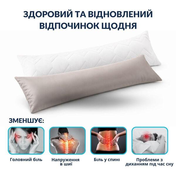 Подушка з наволочкою NORDIC+ 40 x 140 см., антиалергенна на блискавці, біло-сіра, ТМ IDEIA - зображення 22