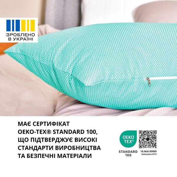 Подушка з наволочкою NORDIC+ для відпочинку та сну 40 x 140 см IDEIA з блискавкою антиалергенна біла горошок м’ята - зображення 9