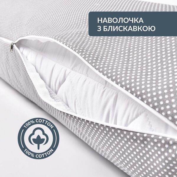 Подушка з наволочкою NORDIC+ 40 x 140 см., антиалергенна на блискавці, біло-сіра, ТМ IDEIA - зображення 2