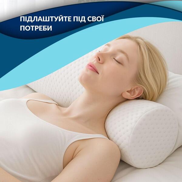Подушка валик ErgoRoll 40 x 15 x 15 см для підтримки шиї, ортопедична, з ефектом пам’яті, ТМ IDEIA - зображення 20