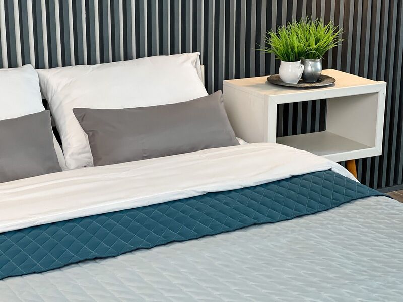 Покривало ArCloud 140 x 215 стьобане двостороннє в сумцi (Romb - Grey+Indian Teal) - зображення 13