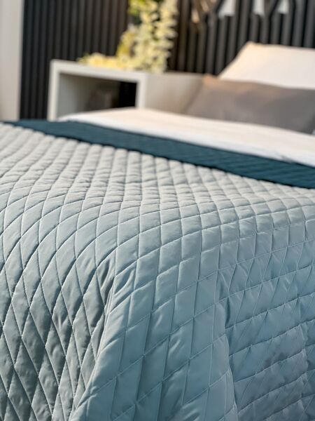 Покривало ArCloud 140 x 215 стьобане двостороннє в сумцi (Romb - Grey+Indian Teal) - зображення 14