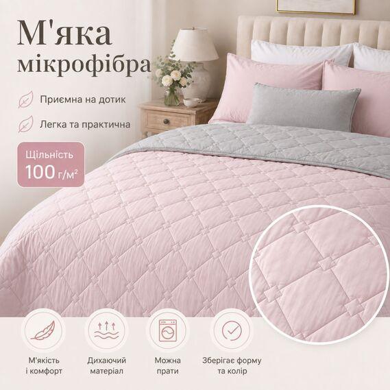 Покрывало двустороннее Стиль Cube IDEIA, 180x210 см двуспальное, стеганое, пудра - изображение 4