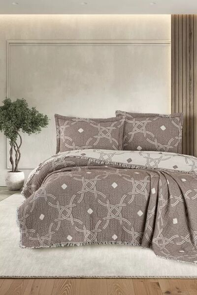 Покривало муслінове Blooming Bedspread 240 x 260  наволочки 2 шт 50 x 70 (Montela Brown), ТМ First Choice - зображення 2