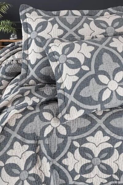 Покривало муслінове Blooming Bedspread 240 x 260  наволочки 2 шт 50 x 70 (Pandora Blue), ТМ First Choice - зображення 1