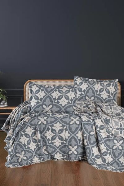 Покривало муслінове Blooming Bedspread 240 x 260  наволочки 2 шт 50 x 70 (Pandora Blue), ТМ First Choice - зображення 2