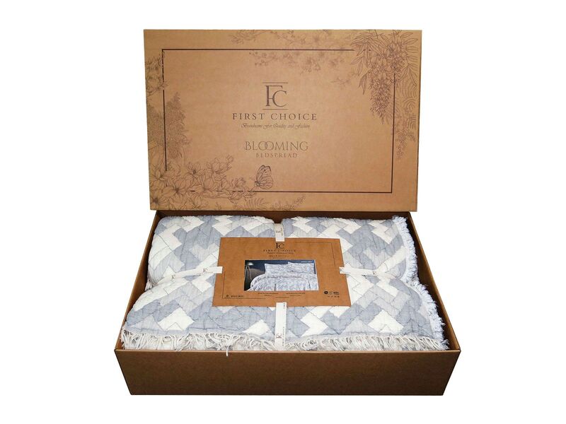 Покривало муслінове Blooming Bedspread 240 x 260  наволочки 2 шт 50 x 70 (Pandora Blue), ТМ First Choice - зображення 4