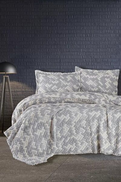Покрывало муслиновое Blooming Bedspread 240 x 260  наволочки 2 шт 50 x 70 (Rodya Grey), ТМ First Choice - изображение 2
