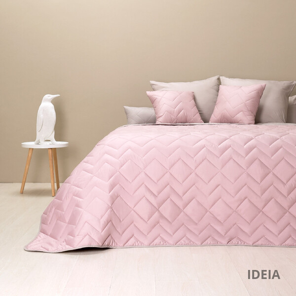 Покрывало ЛЮКС TM IDEIA 220 x 240 см пудра/св.сірий - зображення 5