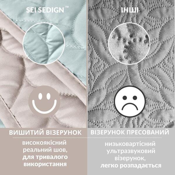 Покрывало на кровать Warmis Микрофибра 220 x 240 см. двухстороннее мятное/серое, ТМ Идея - изображение 3