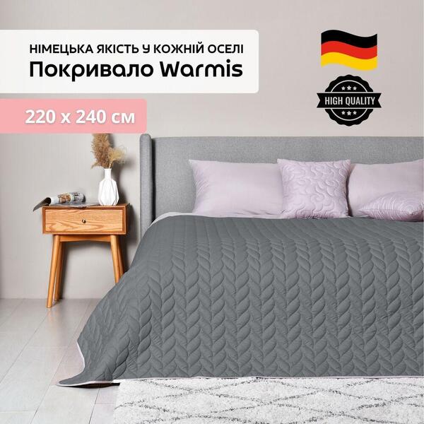 Покрывало на кровать Warmis евро 220 x 240 см двухстороннее, графит, светло серое, ТМ IDEIA - изображение 6