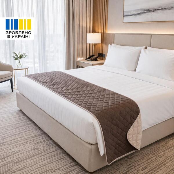 Покривало Саше Hotel Style 70 x 240 см мікрофібра двостороннє стьобане готельне шоколад, беж - зображення 18