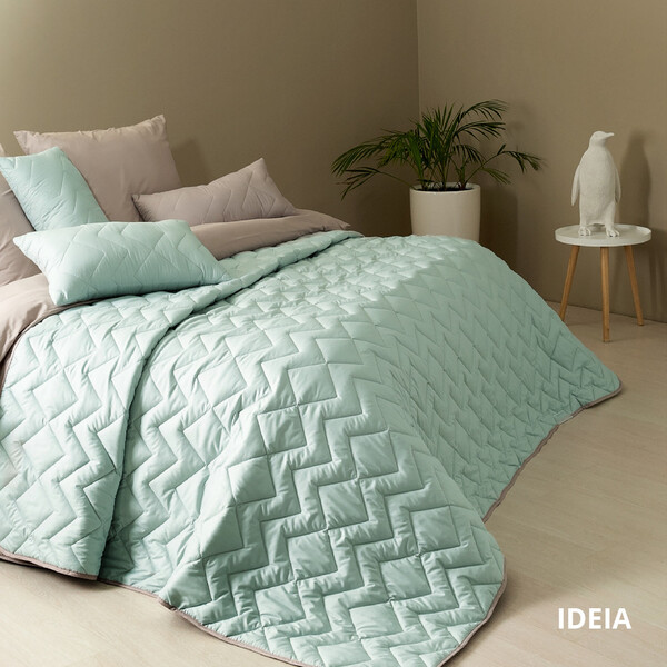 Покривало стьобане двостороннє ЛЮКС TM IDEIA 220 x 240 см мята/св.сіре - зображення 1