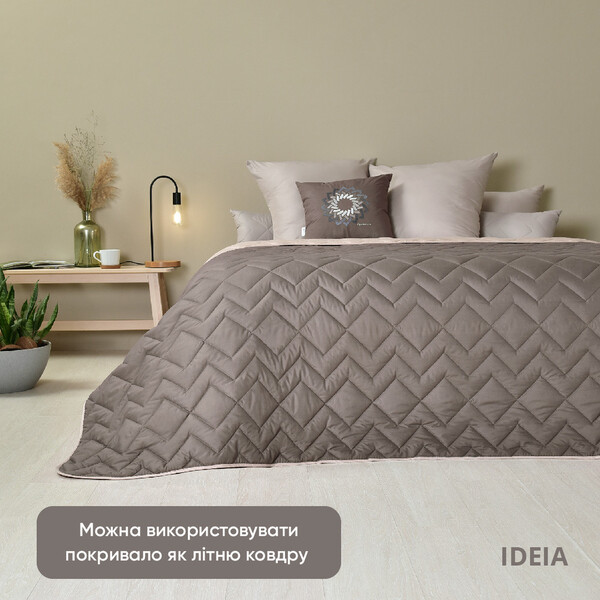 Покривало стьобане двостороннє ЛЮКС TM IDEIA 220 x 240 см шоколад/беж - зображення 1
