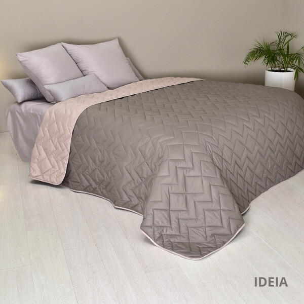 Покривало стьобане двостороннє ЛЮКС TM IDEIA 240 x 260 см сірий/беж - зображення 6