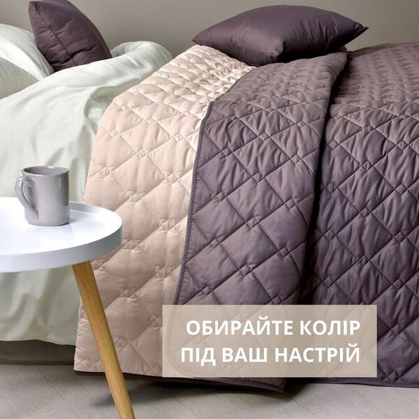 Покривало стьобане двостороннє Стиль Cube TM IDEIA 210 x 240 см шоколад/беж - зображення 2