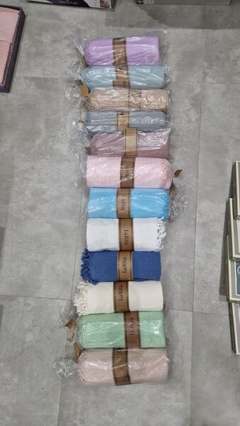 Покрывало вафельное La Rita 220x240см с бахромой лосось - изображение 3