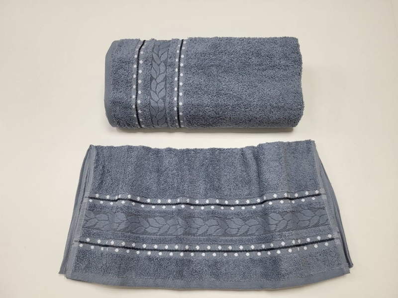 Полотенца махровые 2 шт VIP COTTON FILIZ, джинс - изображение 3
