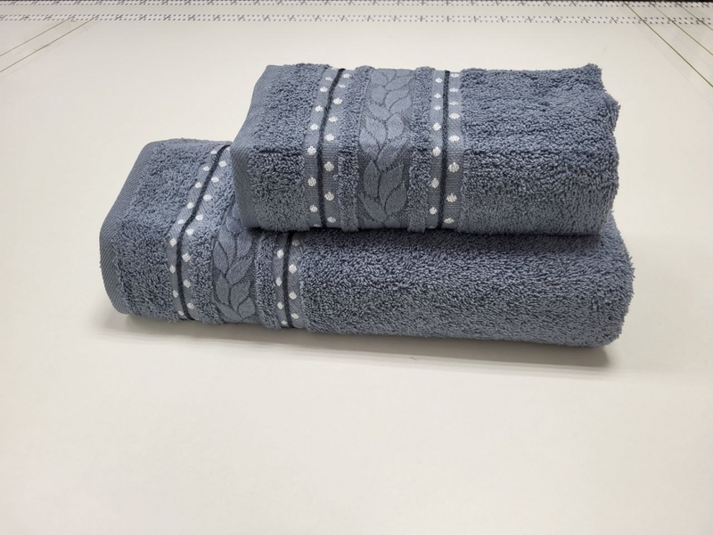 Полотенца махровые 2 шт VIP COTTON FILIZ, джинс - изображение 4
