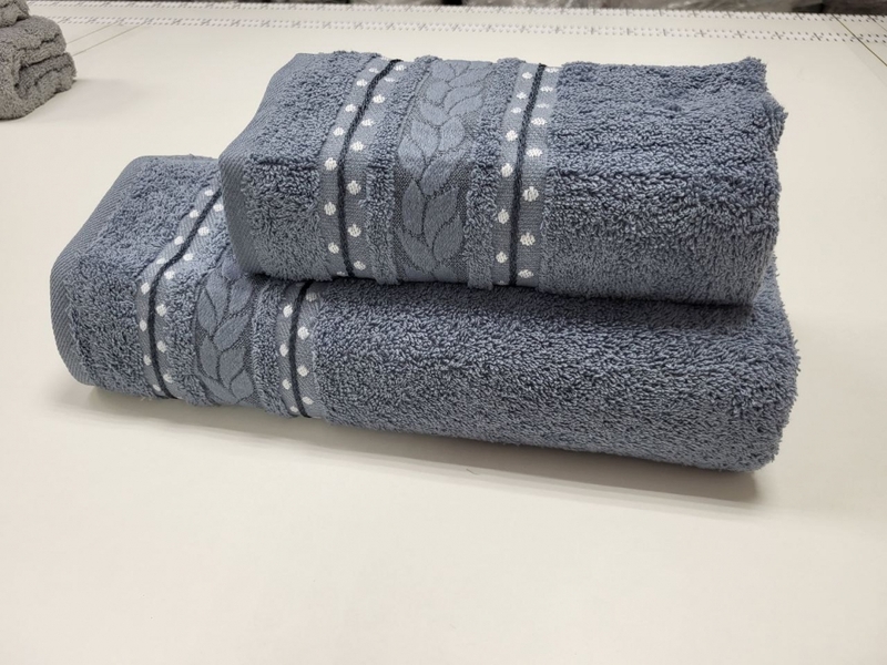 Полотенца махровые 2 шт VIP COTTON FILIZ, джинс - изображение 5