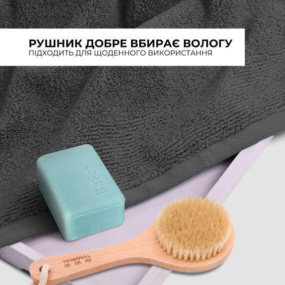 Рушник махровий сауна, 100 x 150 см, щільність 600 г/м2, темно-сірий, ТМ IDEIA - зображення 13