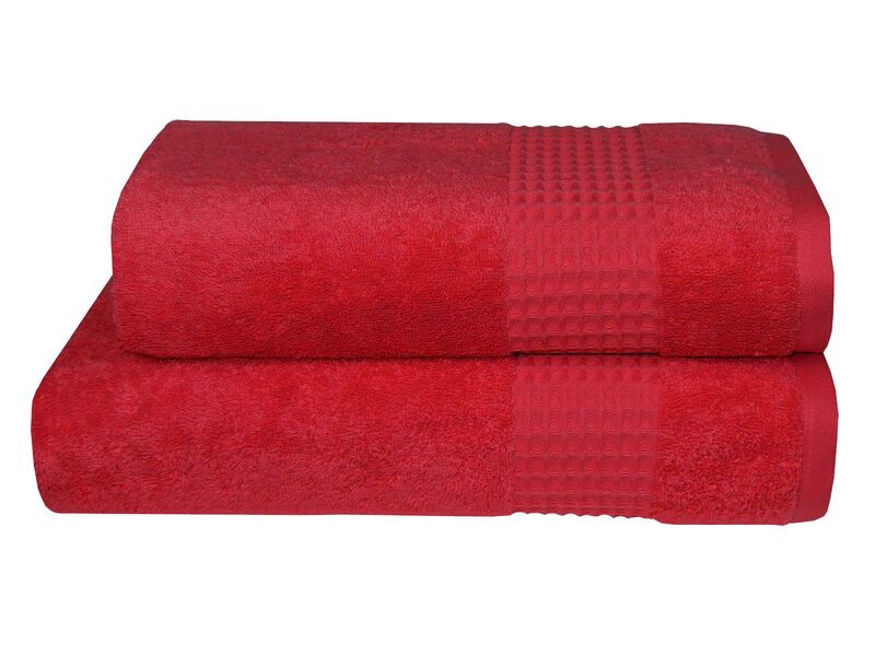 Банное махровое полотенце Parisa Terry Waffle 70 x 140 см, 100 хлопок, 550 гм2, красное, J-403-04 - изображение 1
