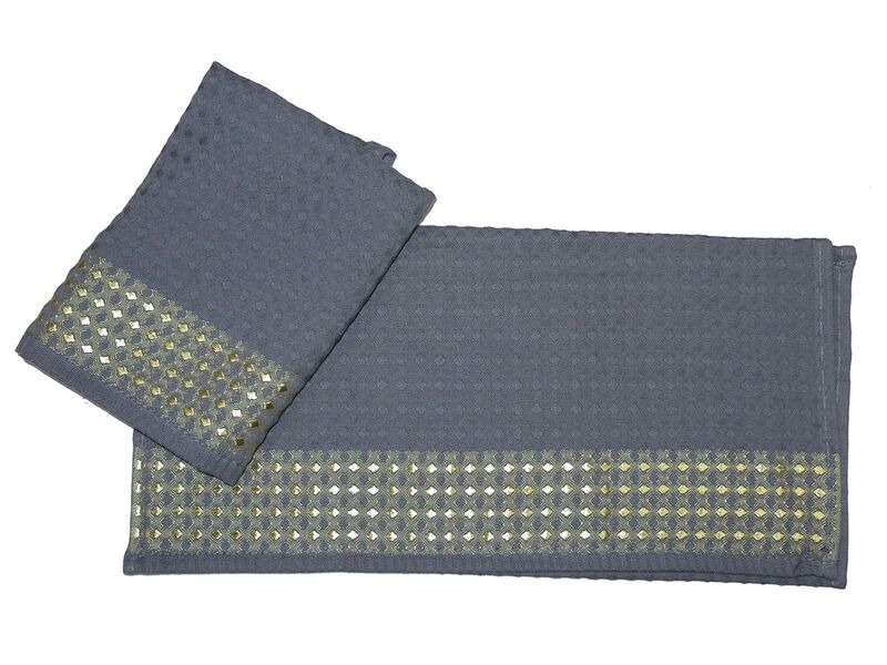 Вафельное полотенце 40x60 см Texteria Графит Gold, с золотой каймой - изображение 1