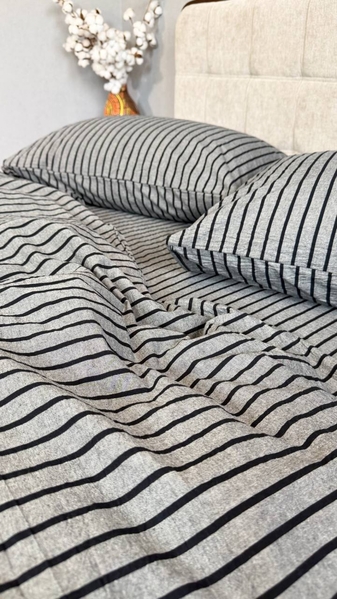 Постільна білизна Style Washed Cotton, варена бавовна, сіра в чорну смужку - зображення 10