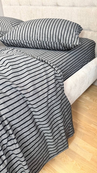 Постільна білизна Style Washed Cotton, варена бавовна, сіра в чорну смужку - зображення 11