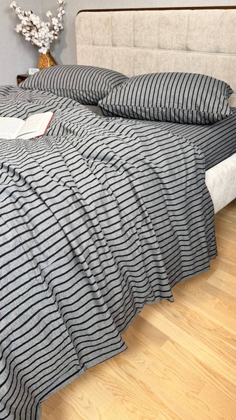 Постільна білизна Style Washed Cotton, варена бавовна, сіра в чорну смужку - зображення 12
