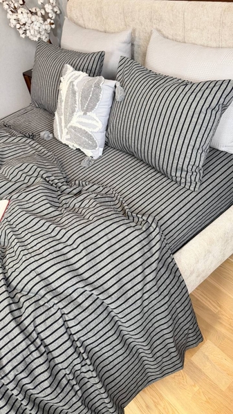 Постільна білизна Style Washed Cotton, варена бавовна, сіра в чорну смужку - зображення 14