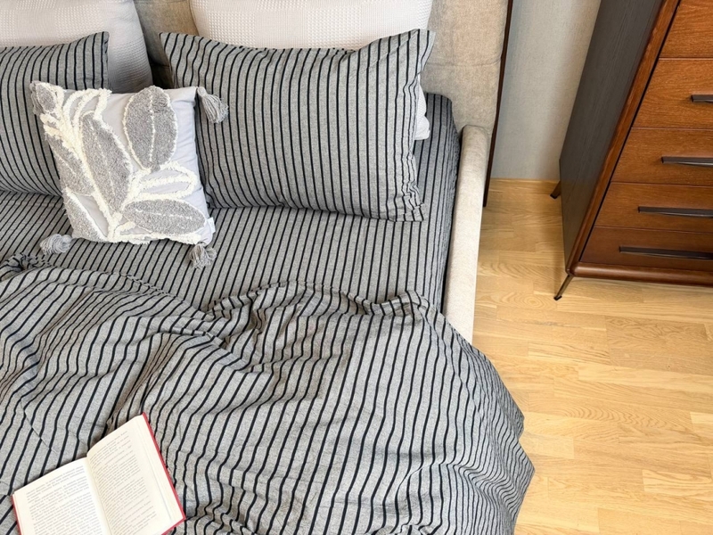 Постільна білизна Style Washed Cotton, варена бавовна, сіра в чорну смужку - зображення 15