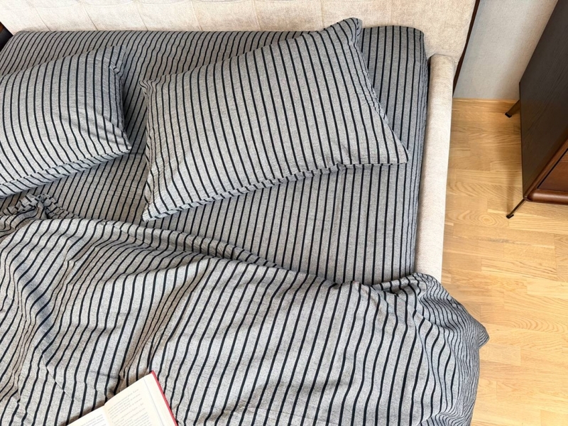 Постільна білизна Style Washed Cotton, варена бавовна, сіра в чорну смужку - зображення 1