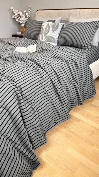 Постільна білизна Style Washed Cotton, варена бавовна, сіра в чорну смужку - зображення 6