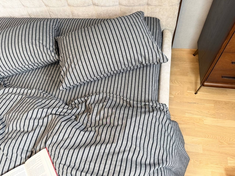 Постільна білизна Style Washed Cotton, варена бавовна, сіра в чорну смужку - зображення 8